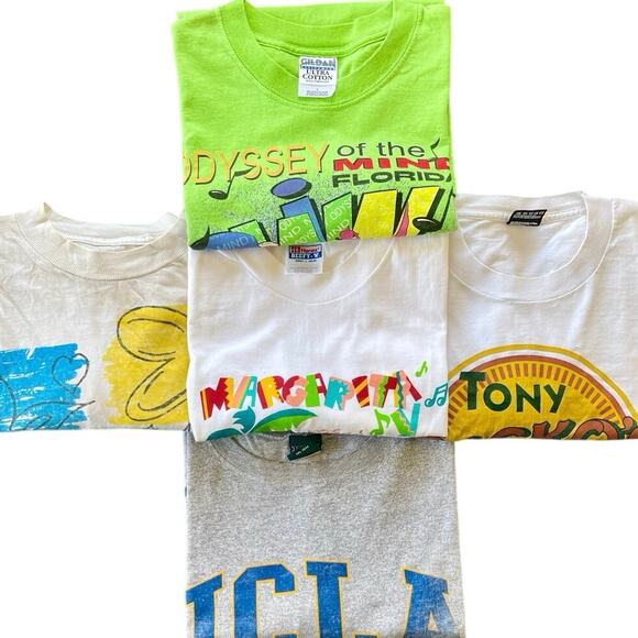 5 VTG Shirts Reseller Bundle- Y2K, UCLA, Jimmy Buffet, Floral AOP, Tony Packos - Picture 1 of 14